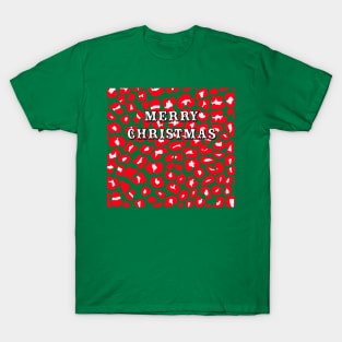 Merry Christmas Leopard Print Pattern T-Shirt